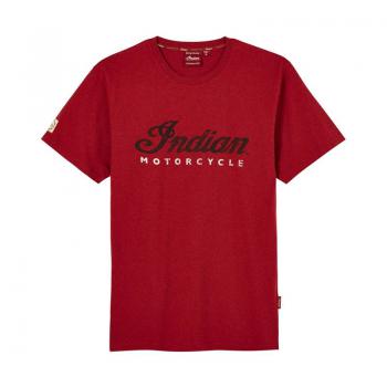 MENS RED MARL SCRIPT LOGO TEE - RED