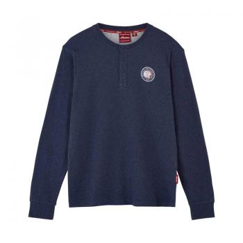 MENS DUOFOLD HENLEY LONG SLEEVE T-SHIRT - NAVY