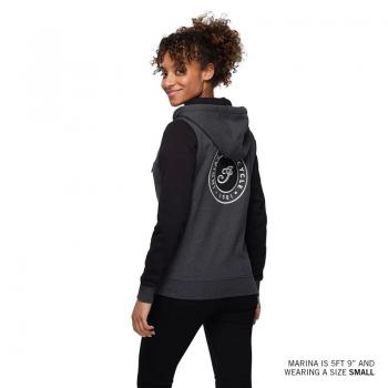 WOMENS CHARCOAL BLACK CONTRAST HOODIE - GRAY