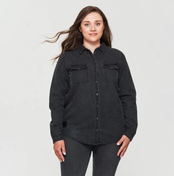 WOMENS WASHED DENIM SHIRT - BLACK