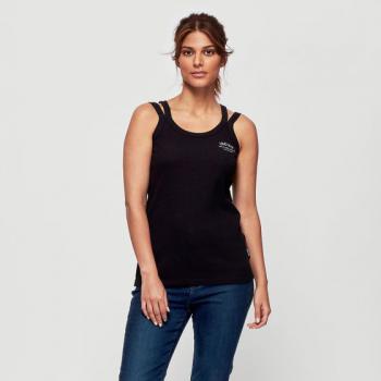 WOMENS SPLIT STRAP TANK - BLACK