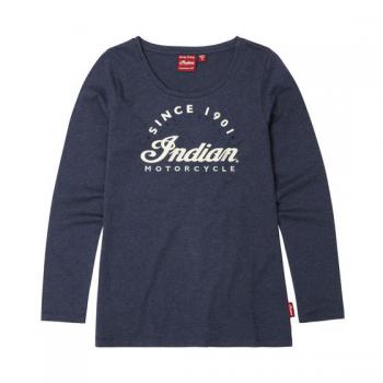 WOMENS EMBROIDERED SCRIPT LONG SLEEVE TEE - NAVY