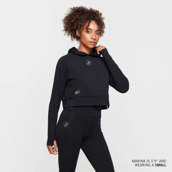 WOMENS CROPPED ATHLETE HOODIE - BLACK