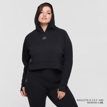 WOMENS CROPPED ATHLETE HOODIE - BLACK