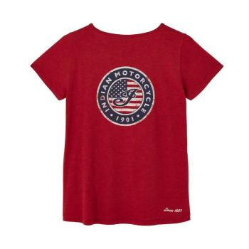 WOMENS USA FLAG LOGO T-SHIRT - RED