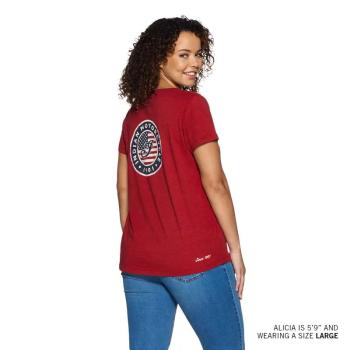 WOMENS USA FLAG LOGO T-SHIRT - RED