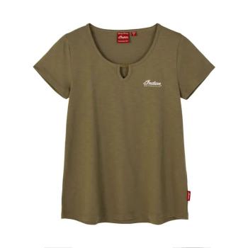 WOMENS SCRIPT LOGO KEYHOLE T-SHIRT - GREEN