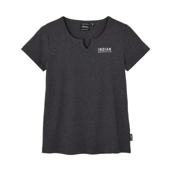 WOMENS BLOCK LOGO NOTCH NECK T-SHIRT - GRAY