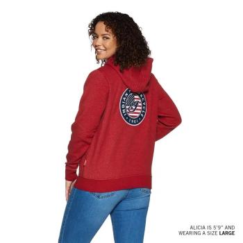 WOMENS USA FLAG HOODIE - RED