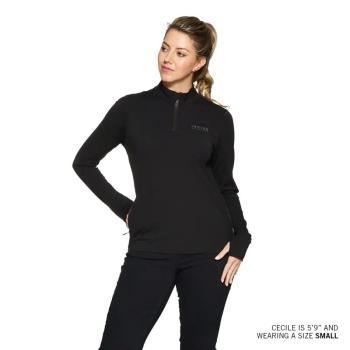 WOMENS QUARTER ZIP PERFORMANCE TOP - BLACK