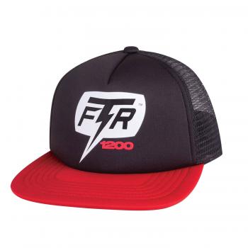 1200 BOLT FLATBILL TRUCKER HAT - BLACK/RED