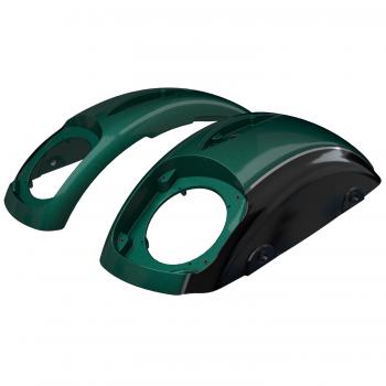 POWERBAND AUDIO - CLASSIC SADDLEBAG SPEAKER LIDS - METALLIC JADE GREEN & THUNDER BLACK