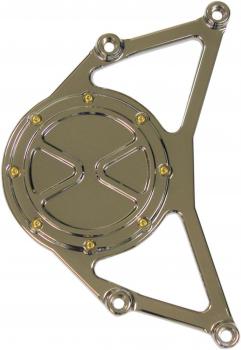 Bomber Series Front Drive Pulley Cover - Chrome/Brass - Scout + Octane