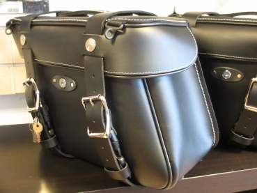 Genuine Leather Bags Set Slant - Black