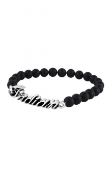 8mm Black Onyx Rock Bead Bracelet mit Indian Script Logo