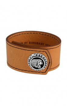 Brown Leather Cuff mit Indian Logo Silver Button