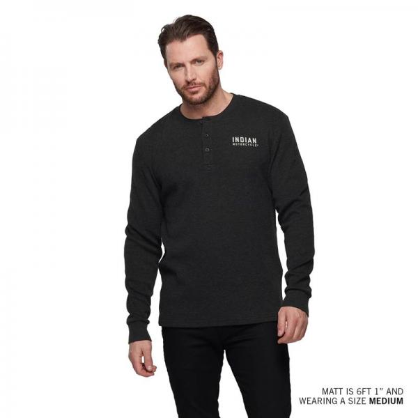 MENS CUSTOM BUILT HENLEY LONG SLEEVE T-SHIRT - BLACK