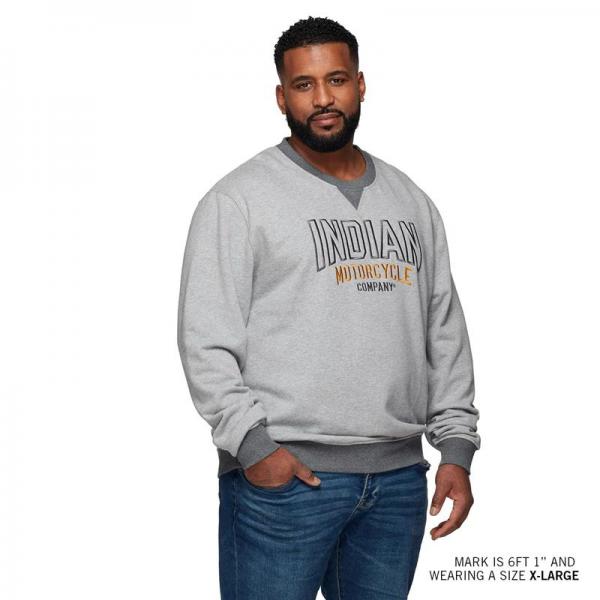 MENS EMBROIDERED RINGER SWEATSHIRT - GRAY