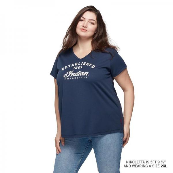 WOMENS ESTABLISHED BACK PLEAT T-SHIRT - NAVY