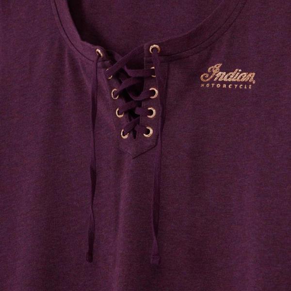 WOMENS TIE FRONT GOLD GLITTER T-SHIRT - PURPLE