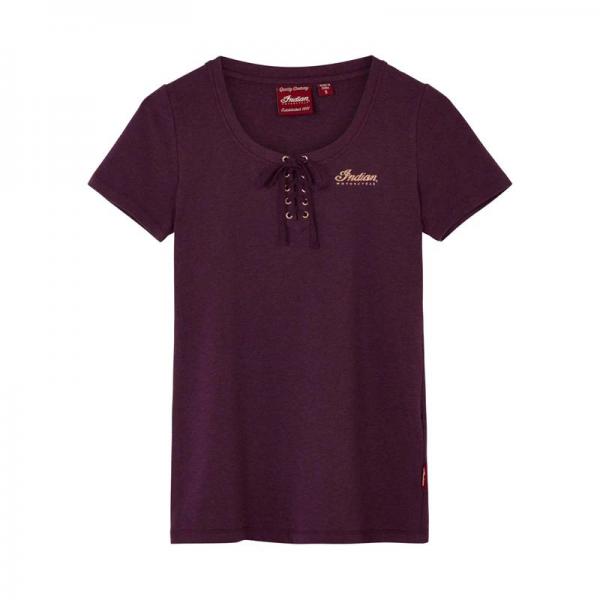 WOMENS TIE FRONT GOLD GLITTER T-SHIRT - PURPLE