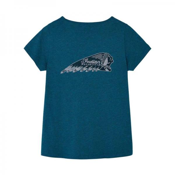 WOMENS MARL DIAMANTE HEADDRESS T-SHIRT - TEAL