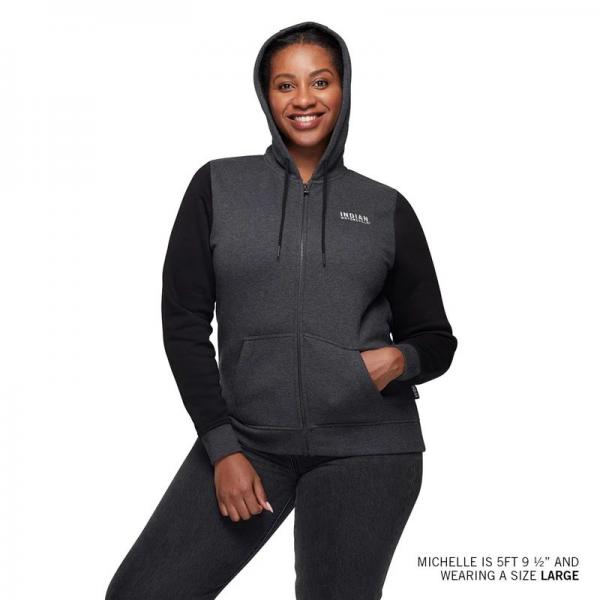 WOMENS CHARCOAL BLACK CONTRAST HOODIE - GRAY