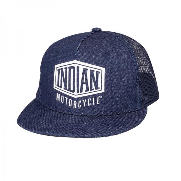 FLATBILL HIGH PROFILE DENIM TRUCKER HAT - BLUE