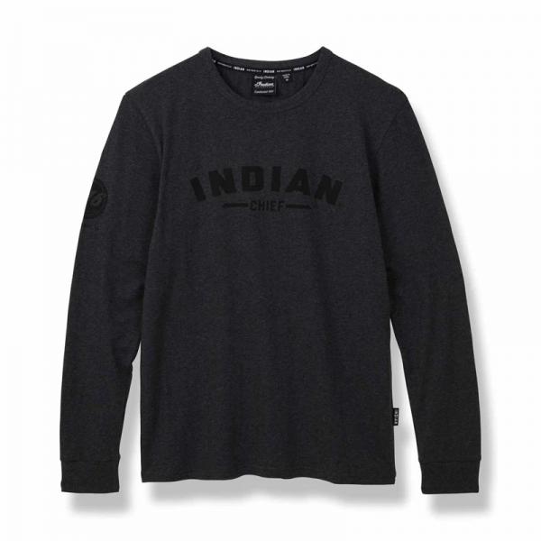 MENS CHIEF LONG SLEEVE LOGO T-SHIRT - CHARCOAL