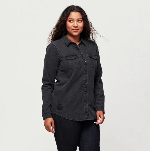 WOMENS WASHED DENIM SHIRT - BLACK