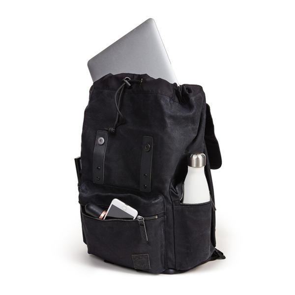 WAXED CANVAS BACKPACK - BLACK