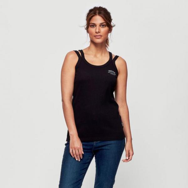 WOMENS SPLIT STRAP TANK - BLACK