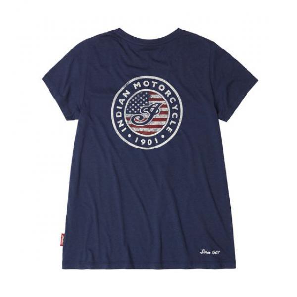 WOMENS USA FLAG LOGO TEE - NAVY