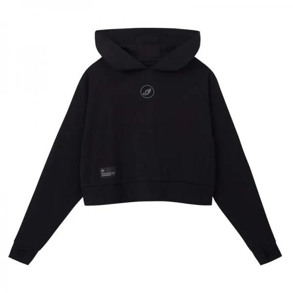 WOMENS CROPPED ATHLETE HOODIE - BLACK