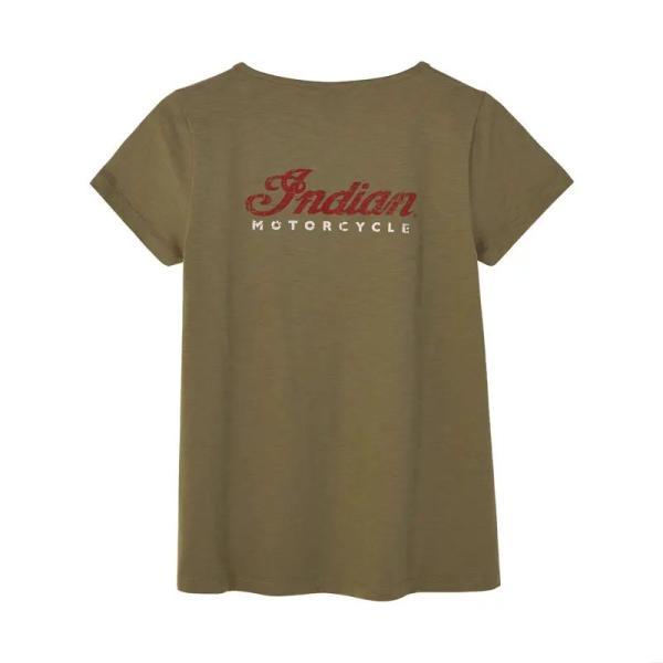 WOMENS SCRIPT LOGO KEYHOLE T-SHIRT - GREEN