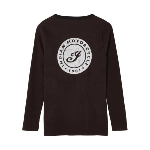 WOMENS I SCRIPT ICON HENLEY LONGSLEEVE T-SHIRT - BLACK