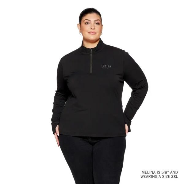 WOMENS QUARTER ZIP PERFORMANCE TOP - BLACK