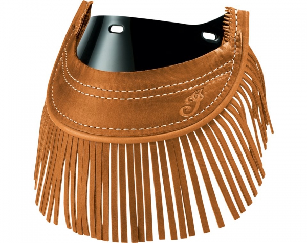 DESERT TAN LEATHER FRONT MOTORCYCLE MUD FLAP W/ FRINGE NO STUDS