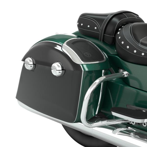 POWERBAND AUDIO - CLASSIC SADDLEBAG SPEAKER LIDS - METALLIC JADE GREEN & THUNDER BLACK