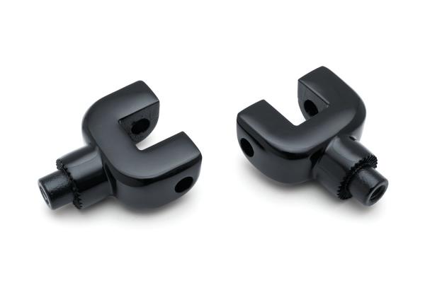 Splined Adapters for OEM Passenger Board Mounts with Kuryakyn Pegs / Floorboards - Gloss Black