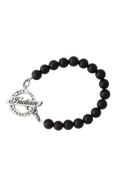 8mm Onyx Bead Bracelet mit Indian Logo Toggle Verschluss