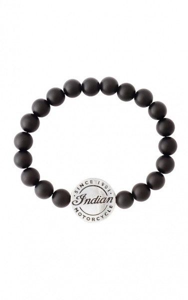 8mm Onyx Bead Bracelet with Indian Logo Icon